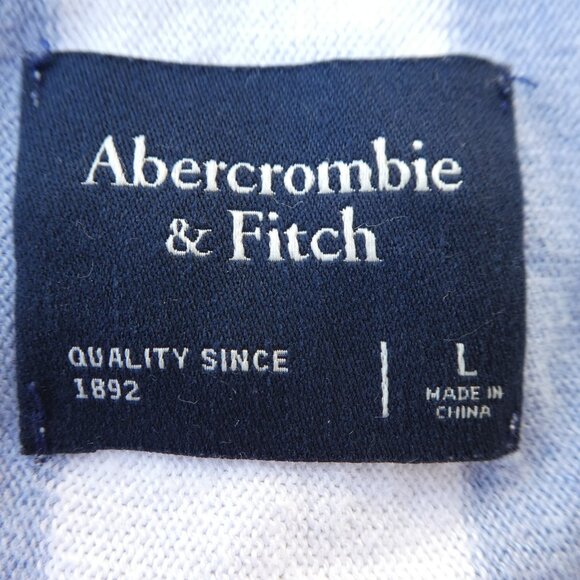 Abercrombie & Fitch Mens Jacquard Striped Polo Shirt Knit Blue White Retro L - Picture 5 of 7